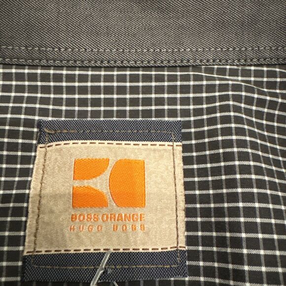 HUGO BOSS Orange Men's Long Sleeve Button Up Gray Shirt Size XXL Excellent - Picture 3 of 6